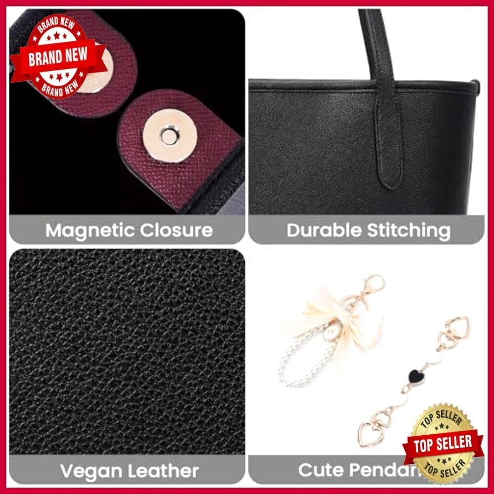 Small Vegan Leather Tote Bag Hobo Shoulder Bag Work College Purse